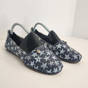 Mad Love Classic Slip Ons Blue Stars Print Fabric Women's Size 10